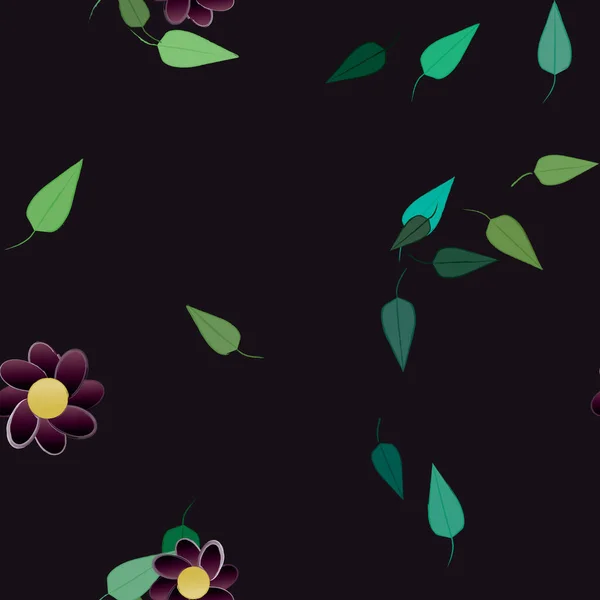 Flores Con Hojas Fondo Sin Costuras Ilustración Vectorial — Vector de stock