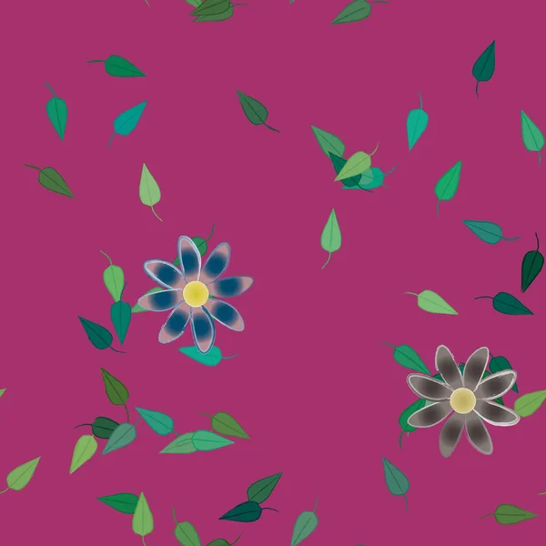 Fleurs Abstraites Avec Des Feuilles Vertes Motif Sans Couture Illustration — Image vectorielle