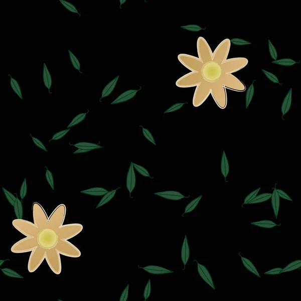 Flores Abstractas Con Hojas Verdes Patrón Sin Costura Ilustración Vectorial — Archivo Imágenes Vectoriales