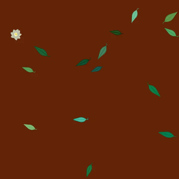 有绿叶无缝图案的抽象花 矢量图解 — 图库矢量图片