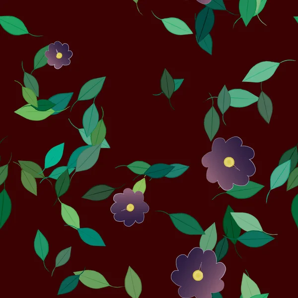 Flores Con Hojas Fondo Sin Costuras Ilustración Vectorial — Vector de stock