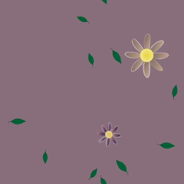 Flores Abstractas Con Hojas Verdes Patrón Sin Costura Ilustración Vectorial — Vector de stock