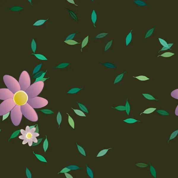 Fleurs Abstraites Avec Des Feuilles Vertes Motif Sans Couture Illustration — Image vectorielle