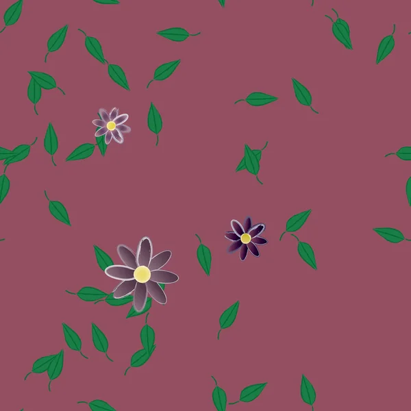 Fleurs Abstraites Avec Des Feuilles Vertes Motif Sans Couture Illustration — Image vectorielle