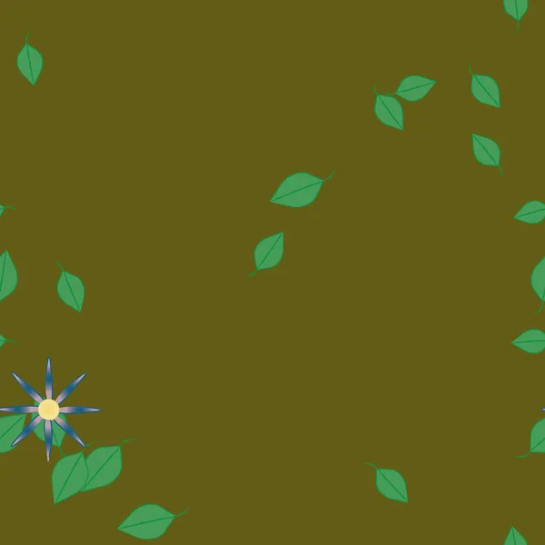 Flores Abstractas Con Hojas Verdes Patrón Sin Costura Ilustración Vectorial — Vector de stock