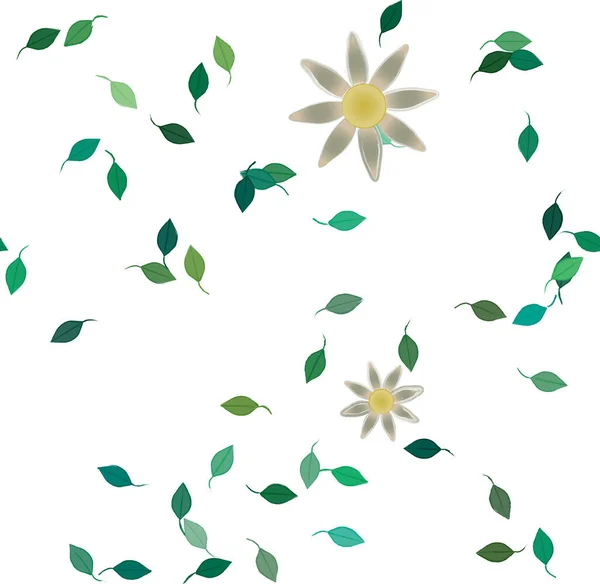 Fleurs Abstraites Avec Des Feuilles Vertes Motif Sans Couture Illustration — Image vectorielle