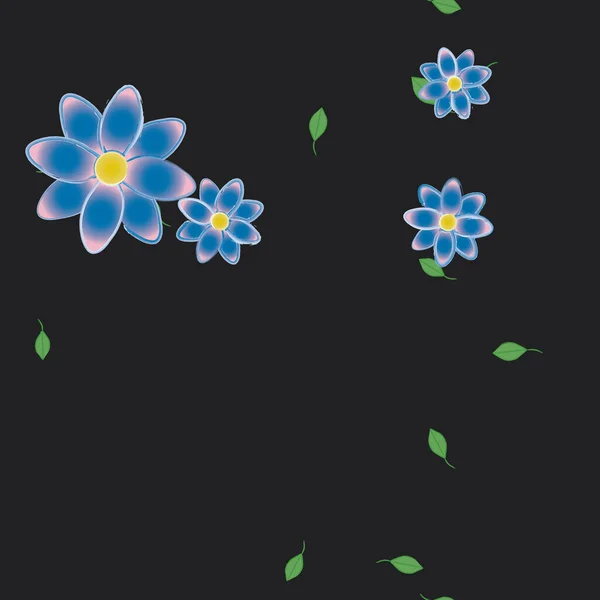 Flores Con Hojas Fondo Sin Costuras Ilustración Vectorial — Vector de stock