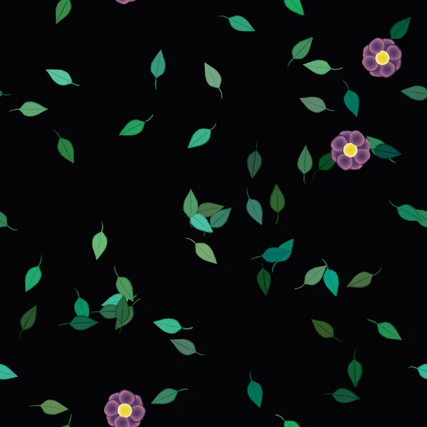 Fleurs Abstraites Avec Des Feuilles Vertes Motif Sans Couture Illustration — Image vectorielle