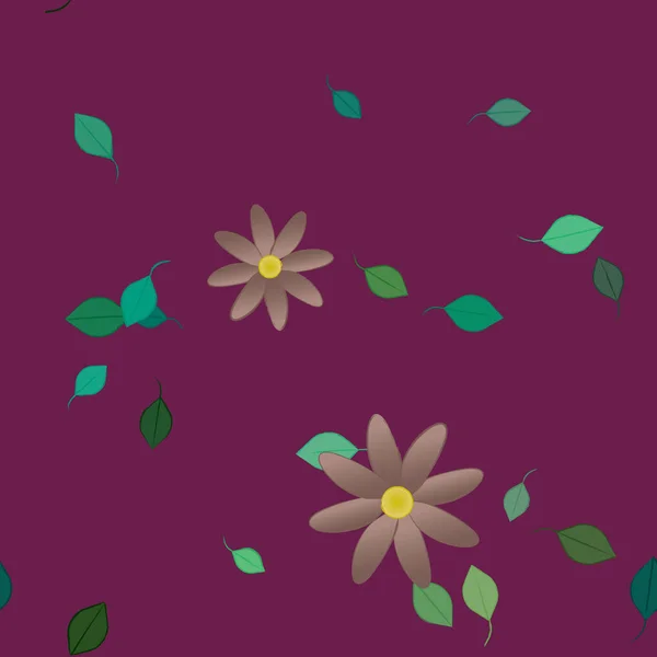 Fleurs Abstraites Avec Des Feuilles Vertes Motif Sans Couture Illustration — Image vectorielle