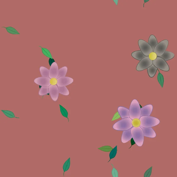 Flores Con Hojas Fondo Sin Costuras Ilustración Vectorial — Vector de stock