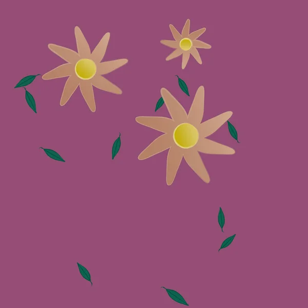 Fleurs Abstraites Avec Des Feuilles Vertes Motif Sans Couture Illustration — Image vectorielle