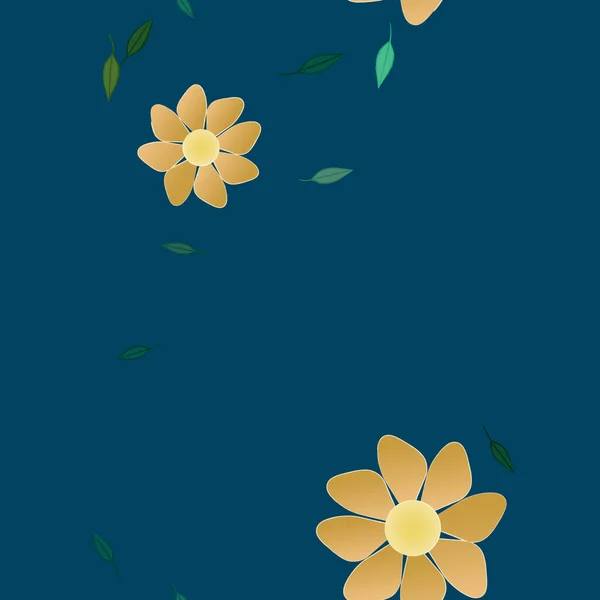 Fleurs Abstraites Avec Des Feuilles Vertes Motif Sans Couture Illustration — Image vectorielle