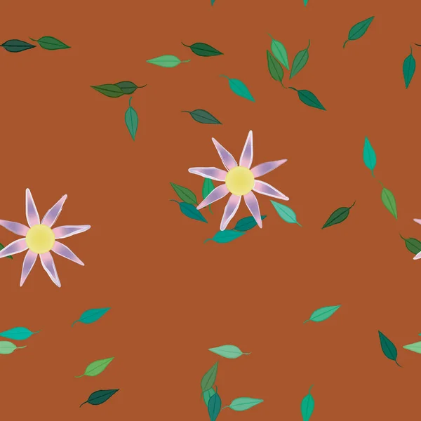 Flores Abstractas Con Hojas Verdes Patrón Sin Costura Ilustración Vectorial — Archivo Imágenes Vectoriales