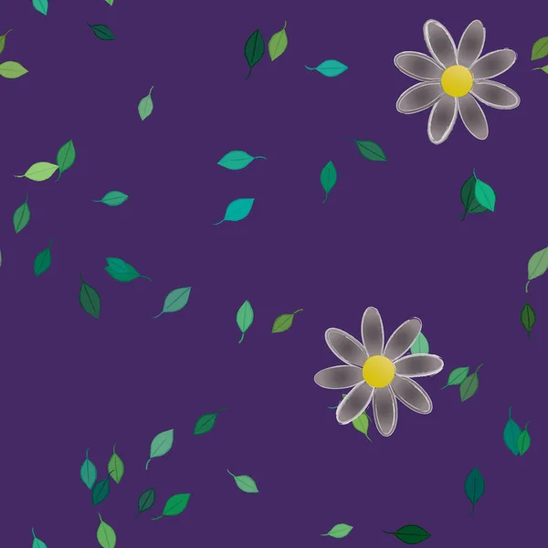 Fleurs Simples Avec Des Feuilles Vertes Composition Libre Illustration Vectorielle — Image vectorielle