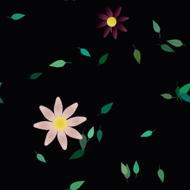 Yapraksız desenli soyut çiçekler, vektör illüstrasyonu