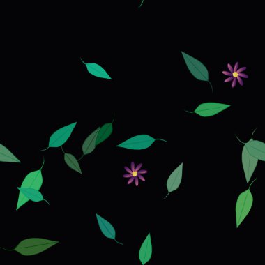 Yapraksız desenli soyut çiçekler, vektör illüstrasyonu