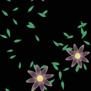 Yapraksız desenli soyut çiçekler, vektör illüstrasyonu