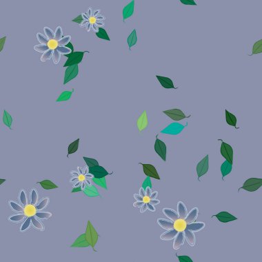 Yapraksız desenli soyut çiçekler, vektör illüstrasyonu