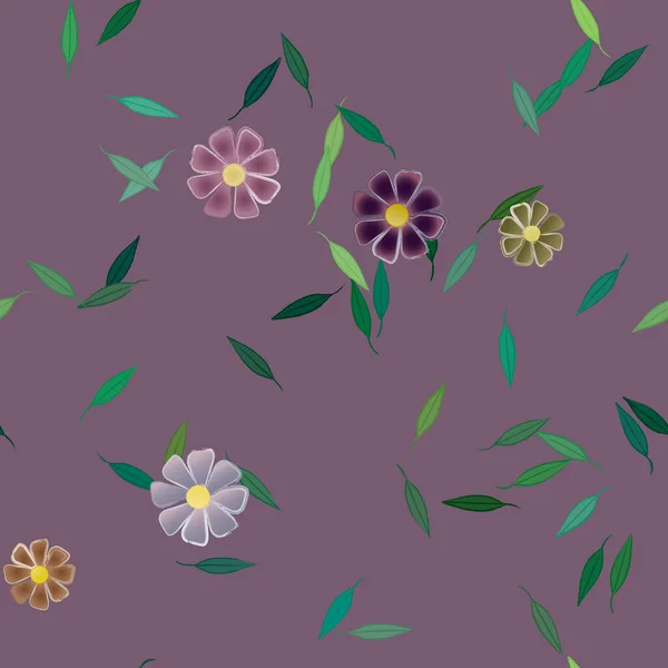 Fleurs Abstraites Avec Des Feuilles Motif Sans Couture Illustration Vectorielle — Image vectorielle