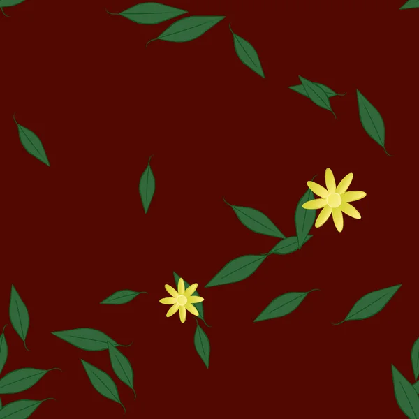 葉のシームレスなパターンを持つ抽象的な花 ベクターイラスト — ストックベクタ
