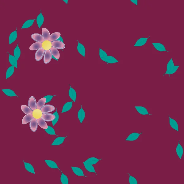 Flores Abstractas Con Hojas Patrón Sin Costura Ilustración Vectorial — Vector de stock