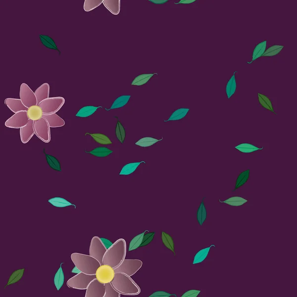 Абстрактні Квіти Листям Безшовний Візерунок Векторні Ілюстрації — стоковий вектор