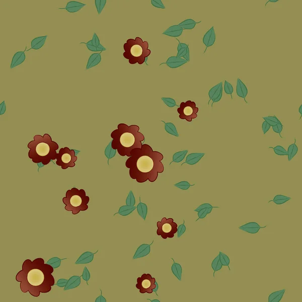 Fleurs Abstraites Avec Des Feuilles Motif Sans Couture Illustration Vectorielle — Image vectorielle