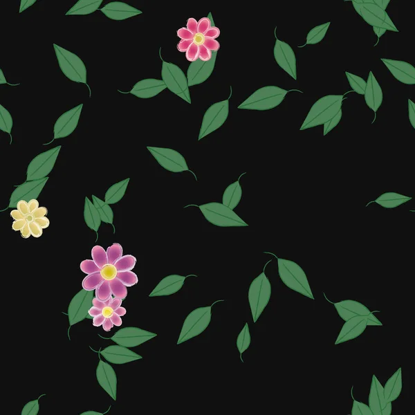 Αφηρημένα Λουλούδια Φύλλα Χωρίς Ραφή Μοτίβο Διανυσματική Απεικόνιση — Διανυσματικό Αρχείο