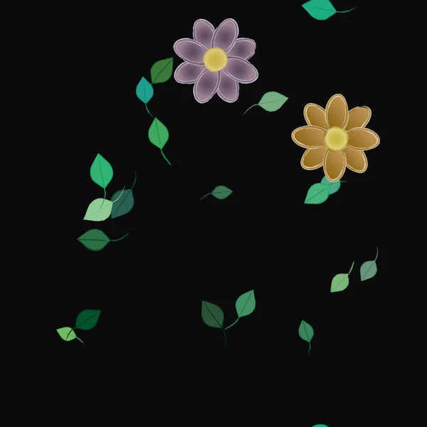 Flores Colores Hojas Fondo — Vector de stock