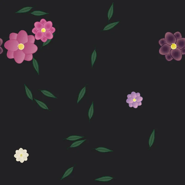 Fleurs Abstraites Avec Des Feuilles Motif Sans Couture Illustration Vectorielle — Image vectorielle