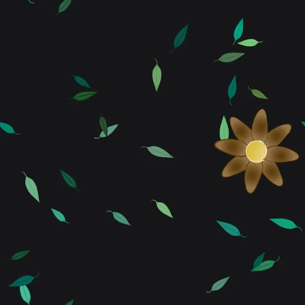 Flores Simples Con Hojas Verdes Composición Libre Ilustración Vectorial — Archivo Imágenes Vectoriales