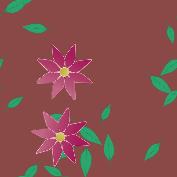 Färgade Blommor Och Blad Bakgrund — Stock vektor