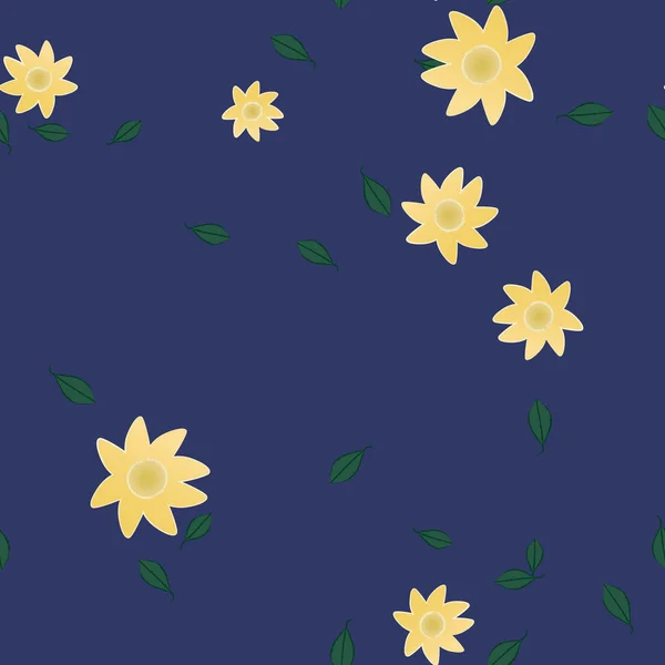 Fleurs Abstraites Avec Des Feuilles Motif Sans Couture Illustration Vectorielle — Image vectorielle