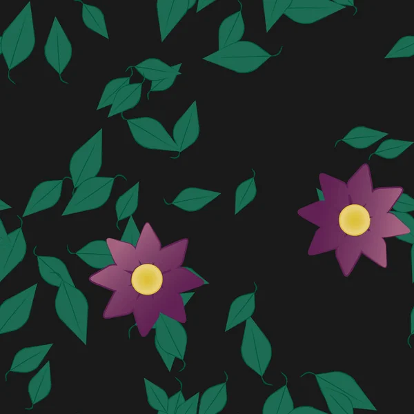 Elvont Virágok Levelek Zökkenőmentes Minta Vektor Illusztráció — Stock Vector