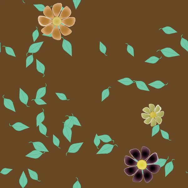 Fleurs Abstraites Avec Des Feuilles Motif Sans Couture Illustration Vectorielle — Image vectorielle