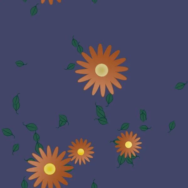 Fleurs Abstraites Avec Des Feuilles Motif Sans Couture Illustration Vectorielle — Image vectorielle