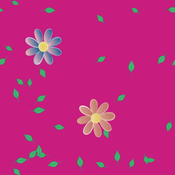 Flores Abstractas Con Hojas Patrón Sin Costura Ilustración Vectorial — Vector de stock