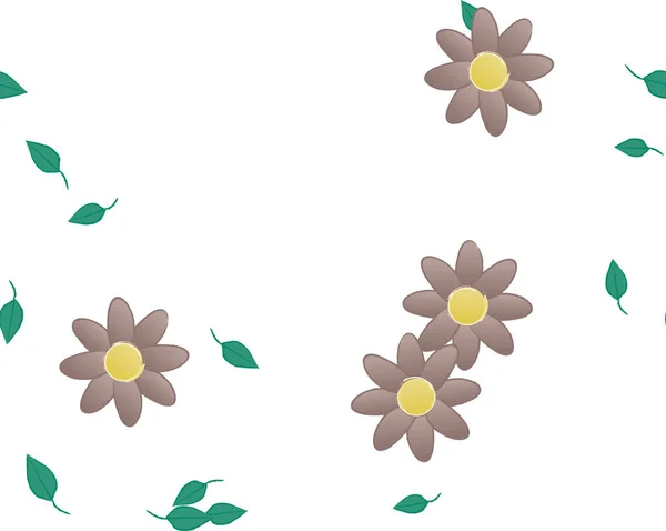 Fleurs Abstraites Avec Des Feuilles Motif Sans Couture Illustration Vectorielle — Image vectorielle