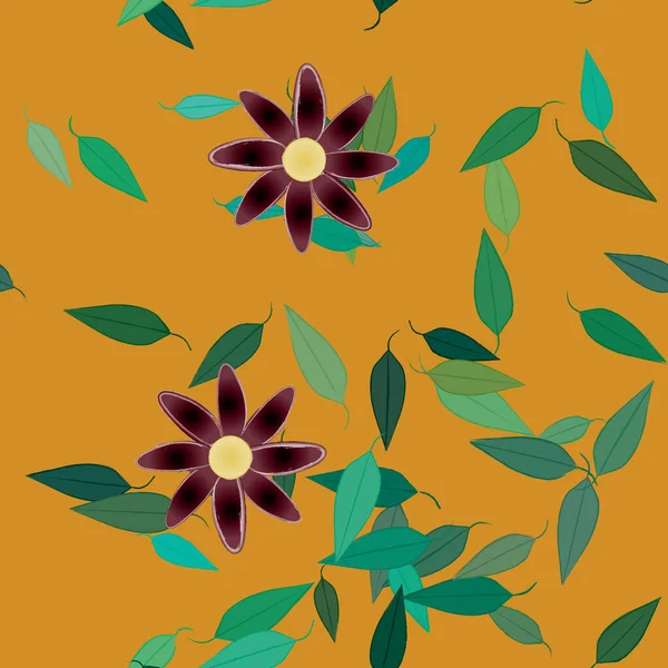 Fleurs Abstraites Avec Des Feuilles Motif Sans Couture Illustration Vectorielle — Image vectorielle