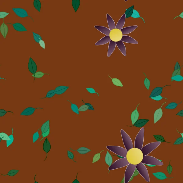 Fleurs Abstraites Avec Des Feuilles Motif Sans Couture Illustration Vectorielle — Image vectorielle