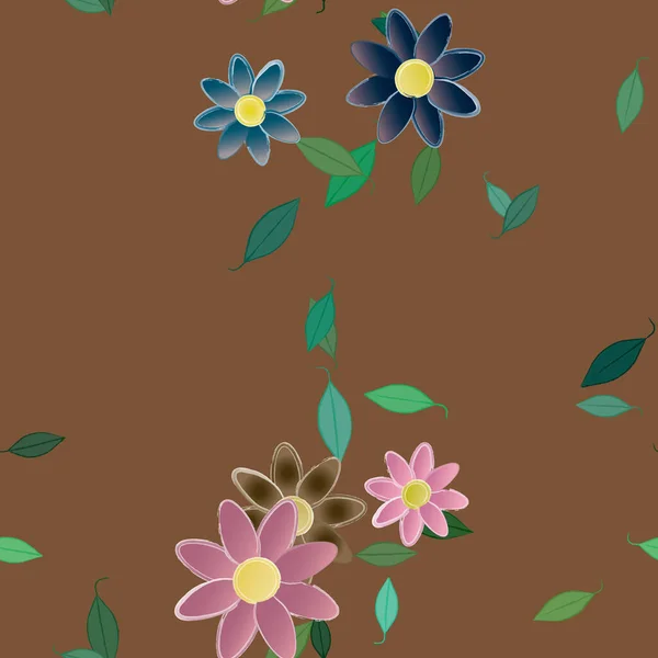 Fleurs Abstraites Avec Des Feuilles Motif Sans Couture Illustration Vectorielle — Image vectorielle