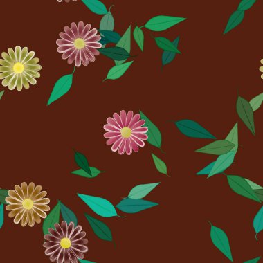 Yapraksız desenli soyut çiçekler, vektör illüstrasyonu