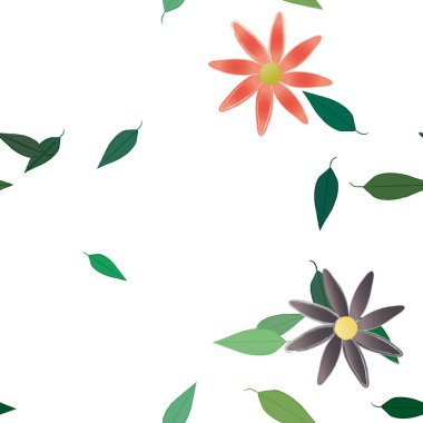 Yapraksız desenli soyut çiçekler, vektör illüstrasyonu