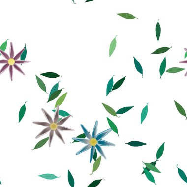 Yapraksız desenli soyut çiçekler, vektör illüstrasyonu