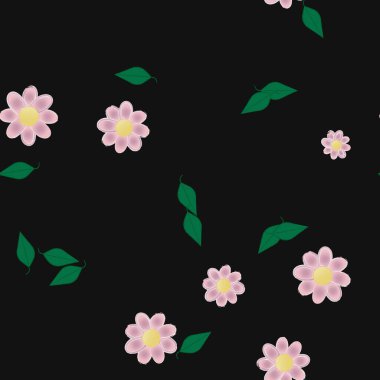 Yapraksız desenli soyut çiçekler, vektör illüstrasyonu