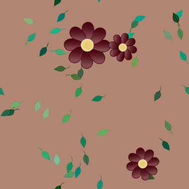 Yapraksız desenli soyut çiçekler, vektör illüstrasyonu