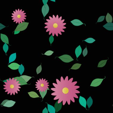 Yapraksız desenli soyut çiçekler, vektör illüstrasyonu