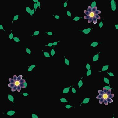 Yapraksız desenli soyut çiçekler, vektör illüstrasyonu