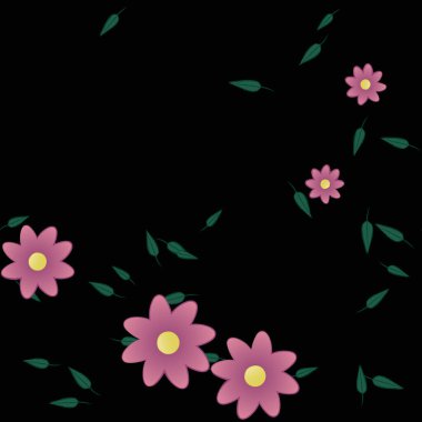 Yapraksız desenli soyut çiçekler, vektör illüstrasyonu