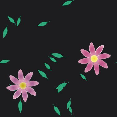 Yapraksız desenli soyut çiçekler, vektör illüstrasyonu